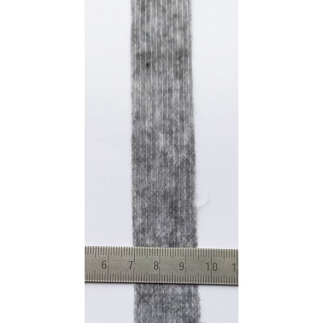 Prasiūto flizelino klijuojama sutvirtinimo juostelė, 25 mm pločio, pilka/100m
