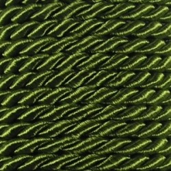 Twisted satin cord 3.2 mm 2 strands art. WS-3,2, color - olive/1 m