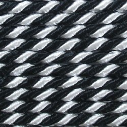 Sukta satininė 3.2 mm virvutė, art. WS-3,2, spalva - juoda/balta/1m