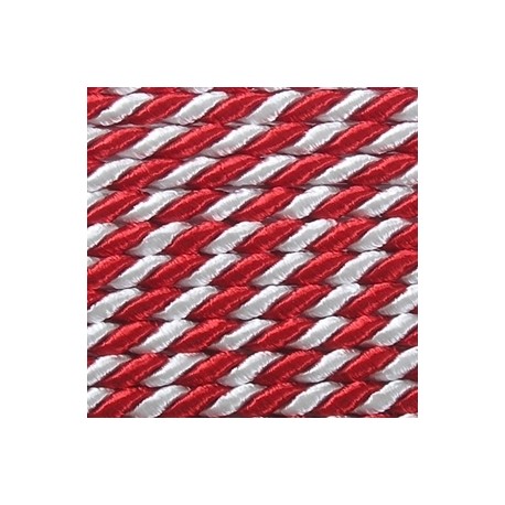 Sukta satininė 3.2 mm virvutė, art. WS-3,2, spalva - raudona/balta/1m