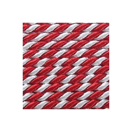 Twisted satin cord 3.2 mm 2 strands art. WS-3,2, color - red/white/1 m
