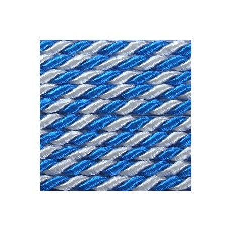 Twisted satin cord 3.2 mm 2 strands art. WS-3,2, color - blue/white/1 m