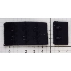 Black Bra Hook and Eye Replacement Closure with  Black Hardware - 2 Rows/1 pc