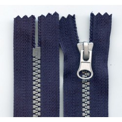 Plastic Zipper close-end  P6 25 cm navy blue/silver/1 pc.
