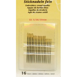 Embroidery needles set 699-18 with gold eyes/16pcs.