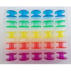 Plastic colored Bobbins for the home sewing machines in the Box/25pcs.