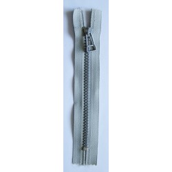 Plastic Zipper P60 16 cm length, color T-14 - light gray with silver teeth