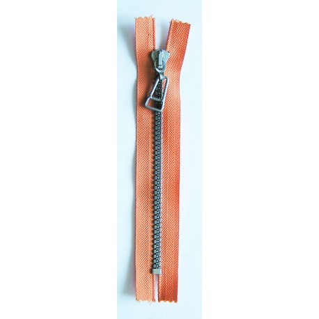 Plastic Zipper P60 16 cm length, color T-44 - orange with silver teeth