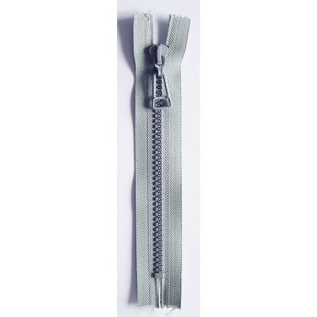 Plastic Zipper P60 16 cm length, color T- 32- light gray with silver teeth