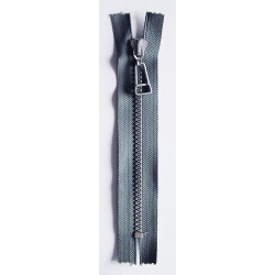 Plastic Zipper P60 16 cm length, color T-18 - gray with silver teeth