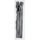 Plastic Zipper P60 16 cm length, color T-18 - brownish gray with silver teeth