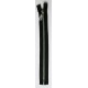 Plastic Zipper P60 25 cm length, color T-11 - black with silver teeth