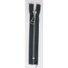 Plastic Zipper P60 25 cm length, color T-17 - dark gray with silver teeth
