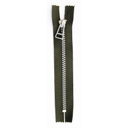 Plastic Zipper P60 25 cm length, color T-23 - greyish brown with silver teeth