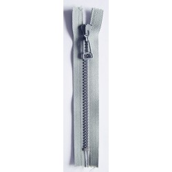 Plastic Zipper P60 25 cm length, color T- 32- light gray with silver teeth
