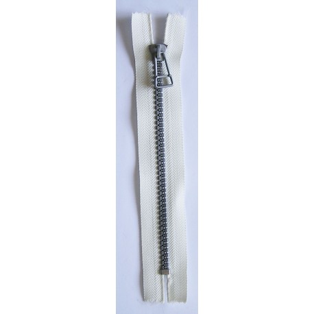 Plastic Zipper P60 25 cm length, color T- 35- ecru with silver teeth
