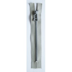 Plastic Zipper P60 25 cm length, color T-39 - light beige with silver teeth