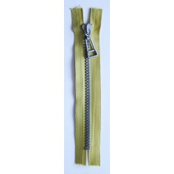 Plastic Zipper P60 25 cm length, color T-46 - gold with silver teeth