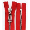 Plastic Zipper P60 30 cm length, color T-03 - red with silver teeth