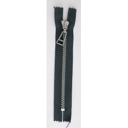 Plastic Zipper P60 30 cm length, color T-17 - dark gray with silver teeth