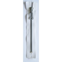 Plastic Zipper P60 30 cm length, color T- 07- white with silver teeth