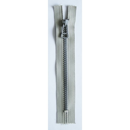Plastic Zipper P60 30 cm length, color T-39 - light beige with silver teeth