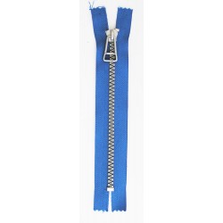 Plastic Zipper P60 30 cm length, color T-21 - blue with silver teeth