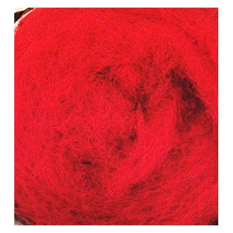 Carded Wool for Felting color 3001- bright red/25 g