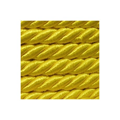 Twisted satin cord 5 mm 3 strands art. WS-5, color - yellow/1 m