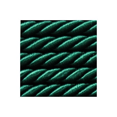 Twisted satin cord 5 mm 3 strands art. WS-5, color - dark green/1 m