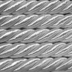 Twisted satin cord 5 mm 3 strands art. WS-5, color - light grey/1 m