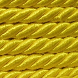 Twisted satin cord 8 mm 3 strands art. WS-8, color - yellow/1 m
