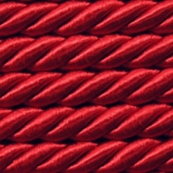 Twisted satin cord 8 mm 3 strands art. WS-8, color - red/1 m
