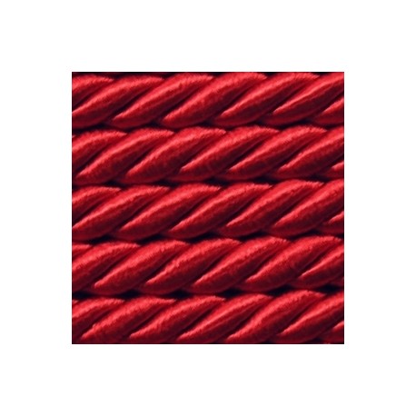 Twisted satin cord 8 mm 3 strands art. WS-8, color - red/1 m