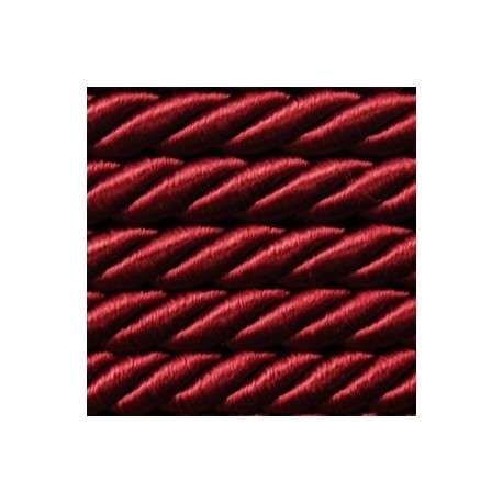 Twisted satin cord 8 mm 3 strands art. WS-8, color - bordeaux/1 m