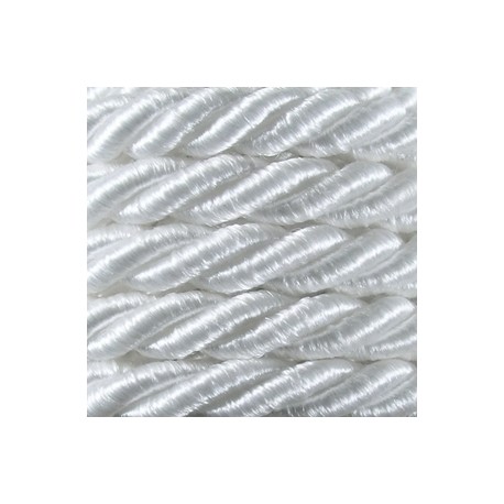 Decorative Braided Cord, 7 mm, 3 Strands, art. FI-7, color 001 - pearl/1 m