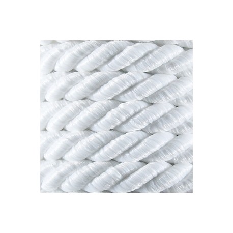 Decorative Braided Cord, 7 mm, 3 Strands, art. FI-7, color 002 - white/1 m