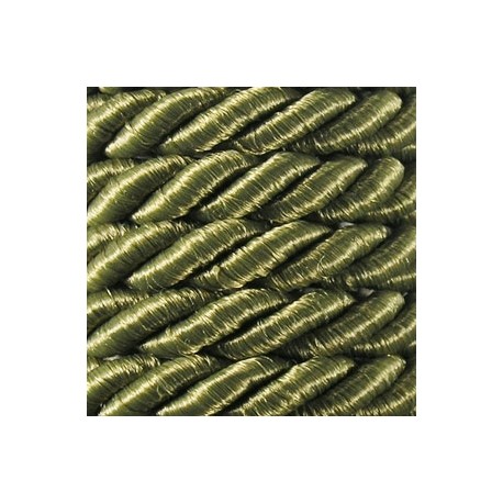 Decorative Braided Cord, 7 mm, 3 Strands, art. FI-7, color 606 - olive green/1 m