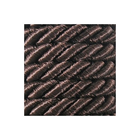 Decorative Braided Cord, 7 mm, 3 Strands, art. FI-7, color 702 - dark brown/1 m