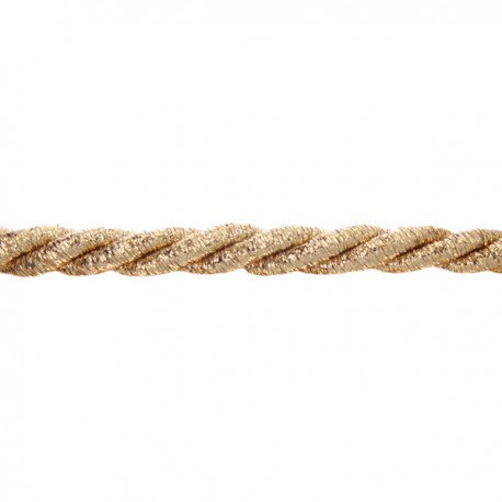 Metallic Twist Cord 7 mm, 3 strand, art. FI-7F, gold color/1 m