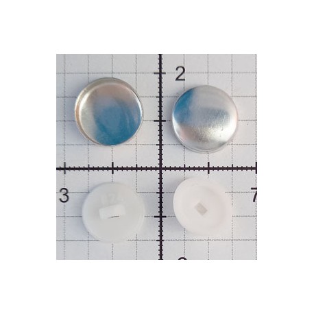 Self-Cover Buttons size 22" (14mm) plastc back white/100pcs.
