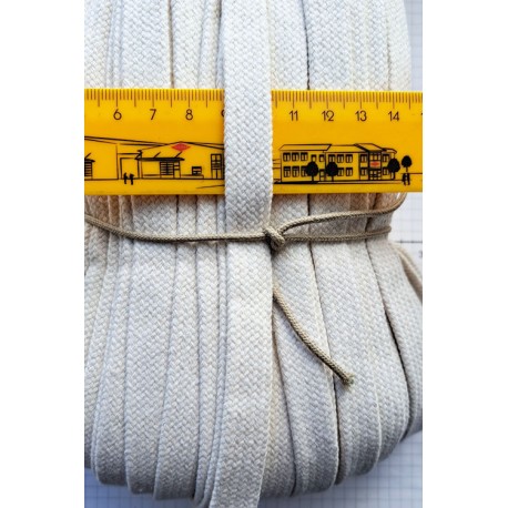 Cotton braided cord, tube, 14 mm, color - natural cotton/1 m