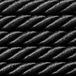 Twisted satin cord 8 mm 3 strands art. WS-8, color - black/1 m