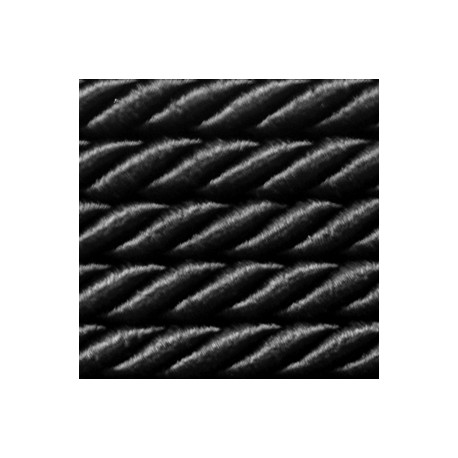 Twisted satin cord 8 mm 3 strands art. WS-8, color - black/1 m