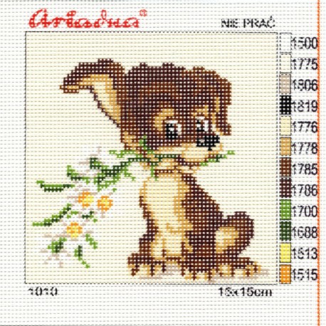 Canvas with a printed pattern "A puppy", 15x15 cm