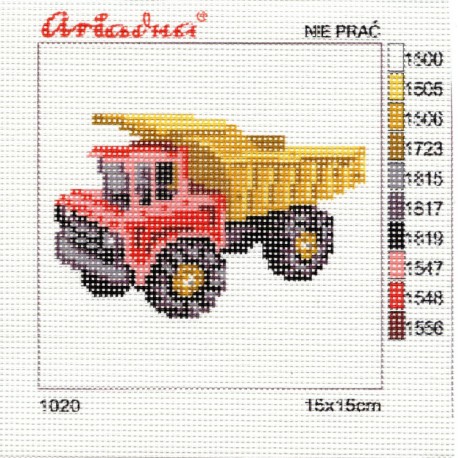Canvas with a printed pattern "Lorry", 15x15 cm