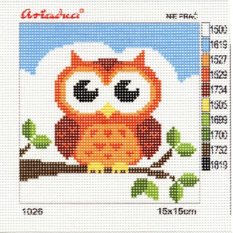 Canvas with a printed pattern "Owl", 15x15 cm
