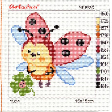 Canvas with a printed pattern "Ladybug", 15x15 cm