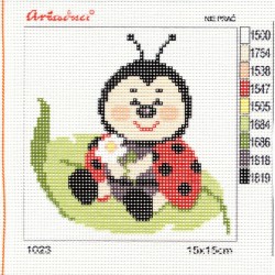 Canvas with a printed pattern "Ladybird", 15x15 cm