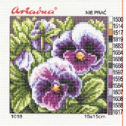 Canvas with a printed pattern "Pansy flowers", 15x15 cm
